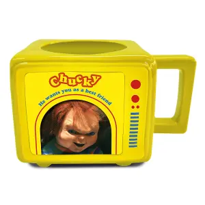 Chucky Time To Play Retro TV Heat Changing Mug Yellow/Blue (One Size)