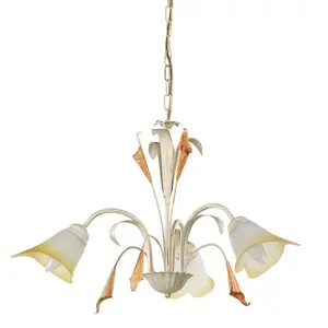 Luminosa Lucrezia 3 Light Multi Arm Pendant Ceiling Light, Ivory