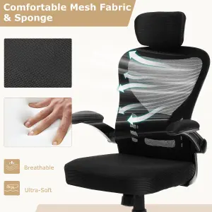 COSTWAY Height Adjustable Mesh Office Chair with Headrest