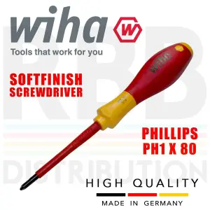 Wiha Phillips Screwdriver PH1 80mm 1000v VDE Electrician SoftFinish Grip 00847