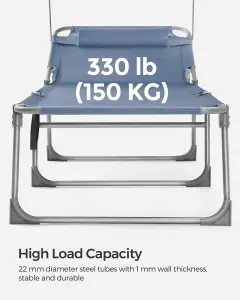 SONGMICS Sun Lounger, Folding , Large Reclining Sun Chair, 71 x 200 x 38 cm, Max. Load 150 kg, with Sunshade Headrest