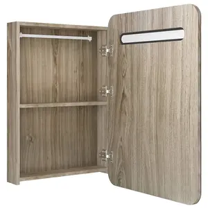 Berkfield LED Bathroom Mirror Cabinet Oak 60x11x80 cm