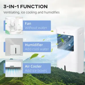 Portable Air Cooler with Humidifier, Remote, Timer, Oscillation, Ice Packs