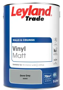 Leyland Trade Vinyl Matt Walls & Ceilings Emulsion Paint Dove Grey (00A05) 5L