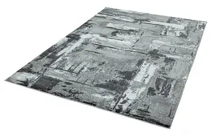 Grey Jute Easy To Clean Abstract Rug For Dining Room Bedroom And Living Room-120cm X 170cm