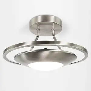 Modernistic Semi Flush Eco Friendly LED Ceiling Light Fitting in Satin Nickel