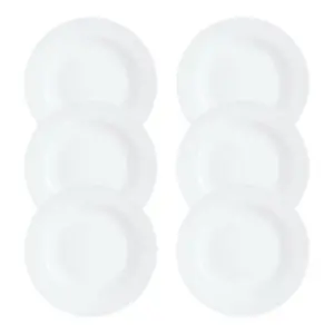 URBNLIVING 20cm Height Luminarc White Opal Glass Dessert Plate Set of 6