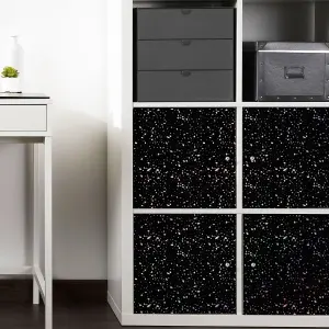 Walplus Terrazzo Holographic Glitter Black Tile Stickers Metallic Multipack 48Pcs