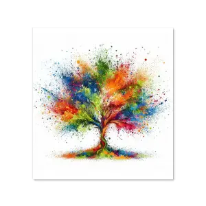 Toughened 6mm Glass Kitchen Splashback 60 x 65cm Rainbow Tree - Polished Edge Heat Resistant Back Splash for Cookers Hob