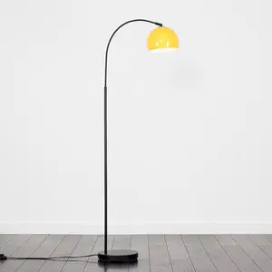 Derosier 152cm Arched Floor Lamp Black / Yellow