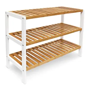 3 Tier Bamboo Shoe Storage Stand Shelf Organiser - Made Of 100% Eco-Friendly And Durable Natural Bamboo