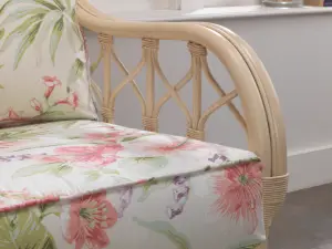 Desser Morley Natural Rattan Conservatory Armchair Real Cane Indoor Chair with UK Sewn Cushion in Blossom Fabric