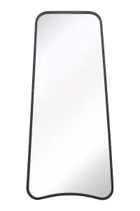 MirrorOutlet The Coartans New Black Metal Isoscelles Trapezoid Shape Framed Garden Wall Mirror 122CM X 58CM