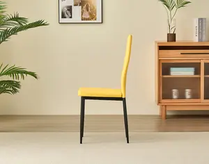 Miami Dining Table with 4 Mustard Emily Leather Chairs