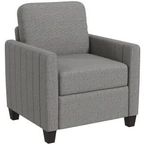 HOMCOM Modern Accent Chair with Spring Cushion, Back Pillow, Grey