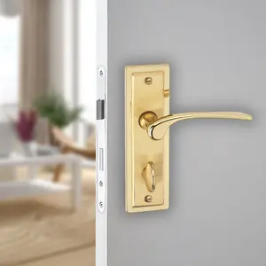 URBNLIVING 159mm Length 12 Pcs Como Dual Metal & Polished Brass Bathroom Lever Latch Door Handles Set