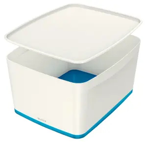 Leitz MyBox Wow White Blue 4-Pack Large Storage Box with Lid 18 Litre