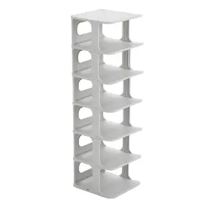 6-Tier 6-Pair Off-White Stackable Plastic Shoe Rack Shoe Storage Organizer for Closet Bedroom Entryway