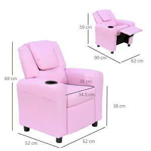 HOMCOM Kids Recliner Chair with Adjustable Backrest and Footrest, Pink