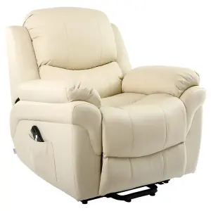 Madison Single Motor Electric Riser Rise Recliner Bonded Leather Armchair Electric Lift Chair (Cream)