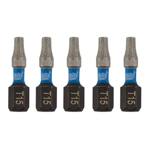 Draper Expert TX-STAR Impact Screwdriver Bits, T15 x 25mm, 1/4" Hex (Pack of 5) 05492