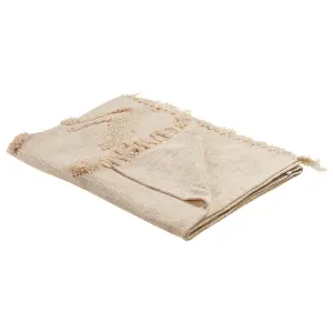 Blanket FATEHPUR Cotton 130 x 180 cm Beige