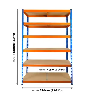 NEW 6 Tier Extra Heavy Duty Storage Racking 1800h x 1200w x 450d mm 300kg