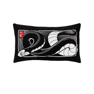 Unorthodox Collective Oriental Snake Rectangular Cushion Black (One Size)