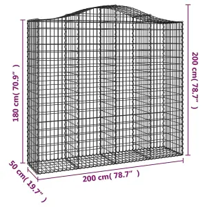 Berkfield Arched Gabion Basket 200x50x180/200 cm Galvanised Iron