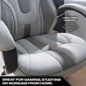 X-Rocker Maverick PC Office Gaming Chair, Ergonomic Computer Desk Chair, Mid Back Gaming Chair, Head Rest & Lumbar Support - GREY