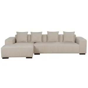 Corner Sofa LUNGO Beige Corduroy Right Hand