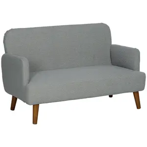 HOMCOM 2 Seater Sofa with 21cm Thick Padding and Wood Legs, Grey