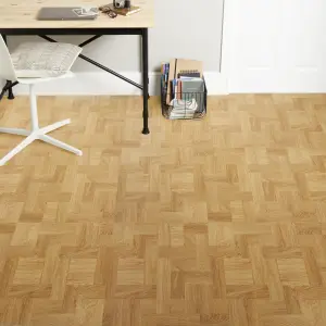 GoodHome Natural Parquet effect Self-adhesive Vinyl tile, 1.21m²