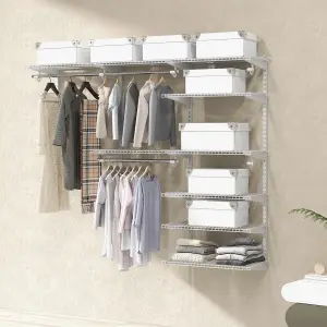 Costway Wall Mounted Closet System Metal Hanging Storage Organizer Rack with Hanging Rod