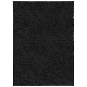 Shaggy Rug PAMPLONA High Pile Modern Black 140x200 cm