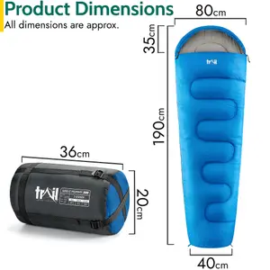 Mummy Sleeping Bag 3 Season Waterproof Adult Single Outdoor Camping Blue Trail