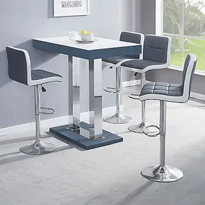 Caprice White Grey Gloss Bar Table 4 Copez Grey White Stools