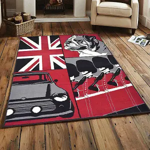 British Bulldog Collage Flag Print Rug - Texas