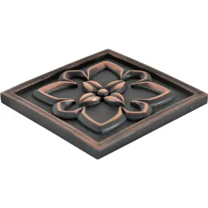 (Pack of 4 Tiles) Niche Tiles  Crown Metal Antique Copper 9.5cm. x 9.5cm. Handmade Decorative Tile