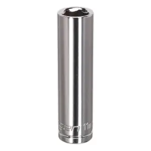 Sealey WallDrive Socket Tool 11mm Deep 3/8" Square Drive - Chrome Plated S0589