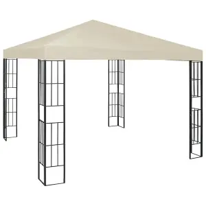 Berkfield Gazebo with LED String Lights 3x3 m Cream