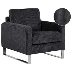 Beliani Retro Armchair VIND Corduroy Black