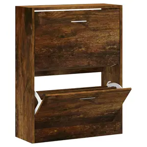 Berkfield Shoe Cabinet Smoked Oak 63x24x81 cm Engineered Wood