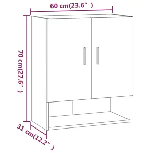 Berkfield Wall Cabinet Grey Sonoma 60x31x70 cm Engineered Wood