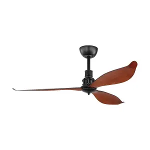 Remote Control Electric Ceiling Fan Matt Black Steel Conservatory 1320mm