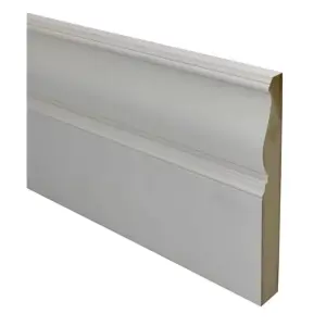 PACK OF 5 (Total 5 Units) - 25mm x 194mm White Primed MDF Edwardian Skirting Board - 4200mm Length