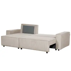 Sofa Bed ABACKA Beige Corduroy Right Hand