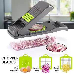 15 in 1 Mandolin Slicer And Chopper - Multifunctional Vegetable Chopper - Stainless Steel Blades And Food-Grade Material