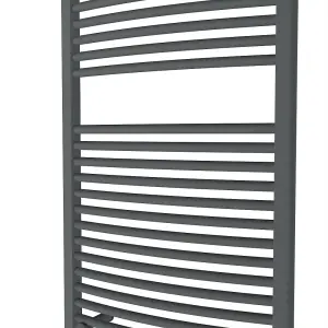 Rinse Curved Bathroom Heated Towel Rail Warmer Radiator Central Heating Anthracite - 1200x600mm