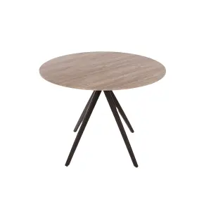 Core Products Aspen Grey Oak Effect 100cm Round Dining Table with 4 Blue Plastic Duo Design Chairs